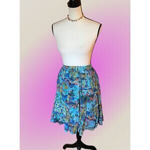 Lane Bryant Women's Plus Seascape Aqua Blue Pleated Full Skirt New 22/24